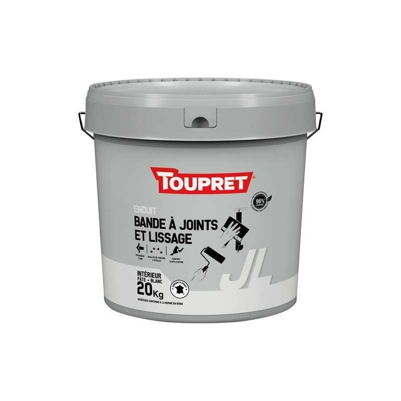 Toupret Enduit bande à joint et lissage pate 20 kg