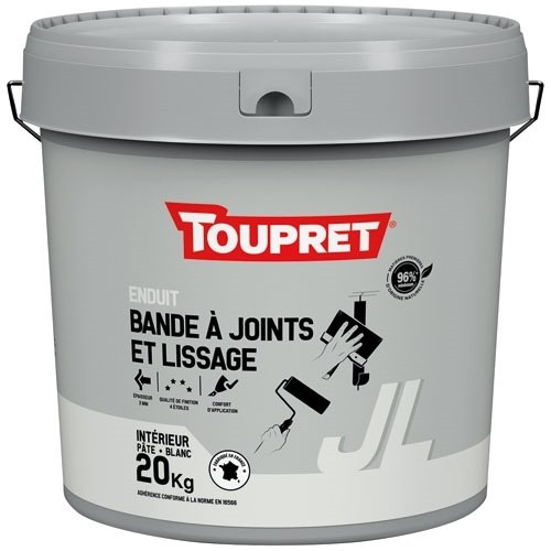 Toupret Enduit bande à joint et lissage pate 20 kg