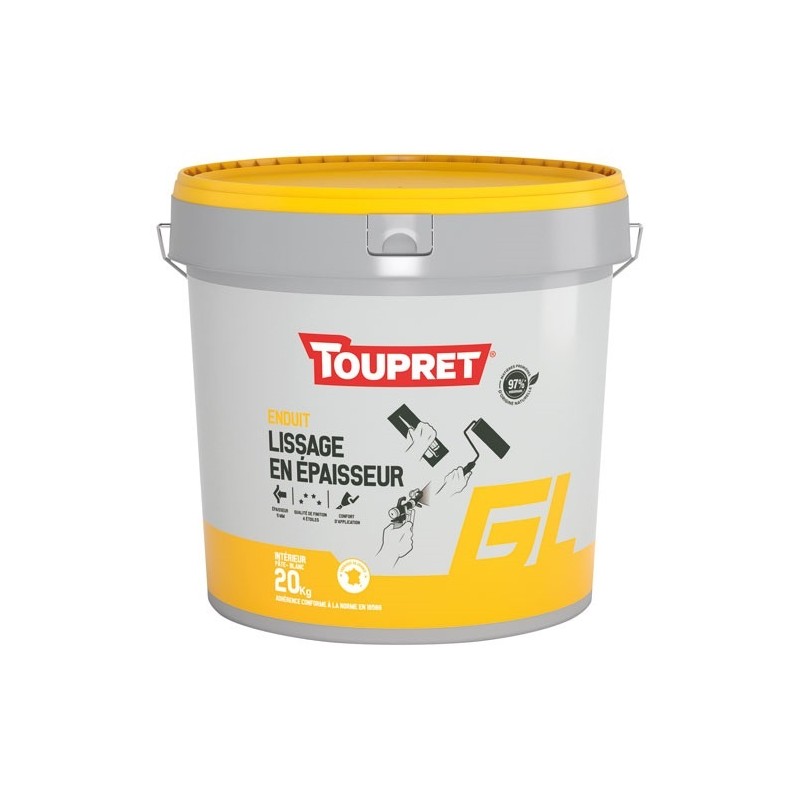 Toupret Enduit de lissage en épaisseur pate 20 kg