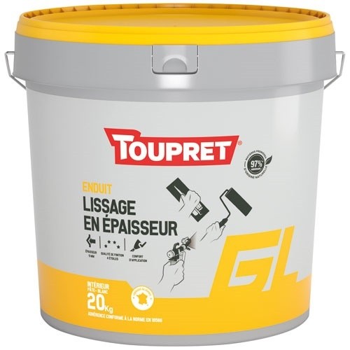 Toupret Enduit de lissage en épaisseur pate 20 kg