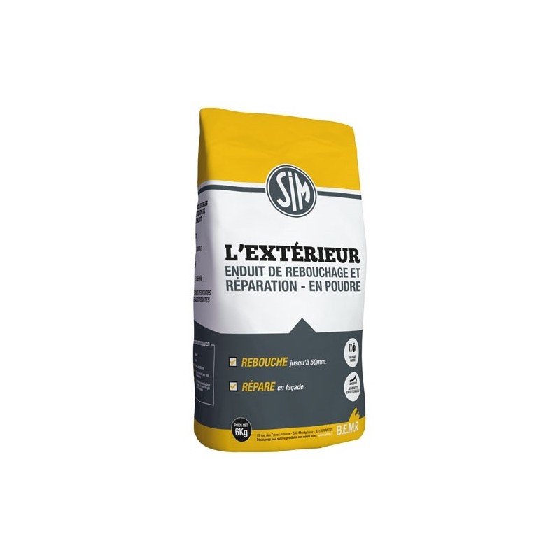 SIM Enduit extérieur blanc de réparation et de rebouchage - 6 Kg