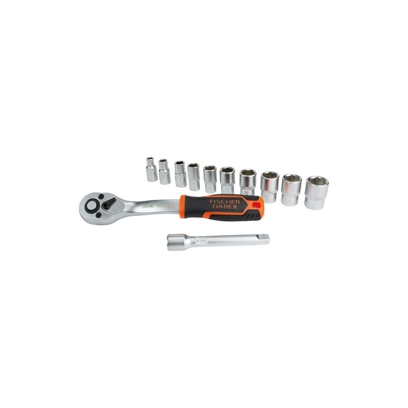 Fischer Darex Coffret de 10 douilles 1/4 et clé à cliquet