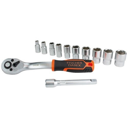 Fischer Darex Coffret de 10 douilles 1/4 et clé à cliquet