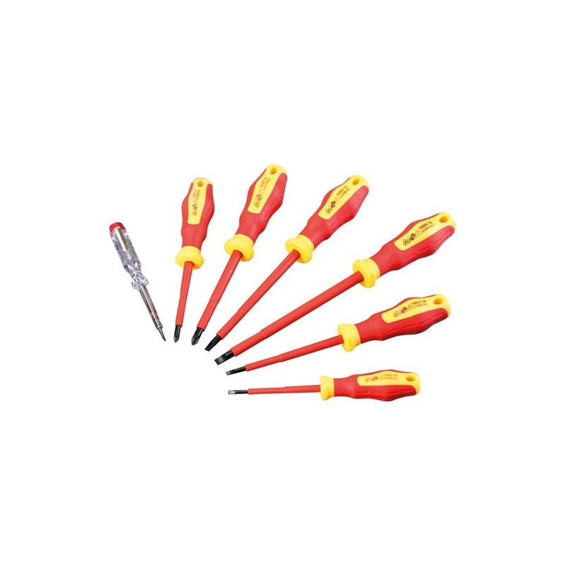 Fischer Darex Kit de 6 tournevis isolés et 1 testeur