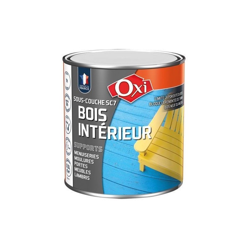 OXI Sous couche bois int.500ml blanc