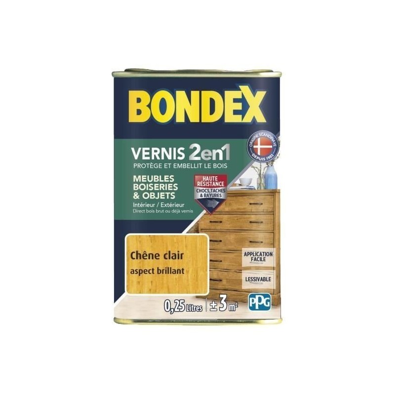Bondex Vernis chêne clair brillant 250ml