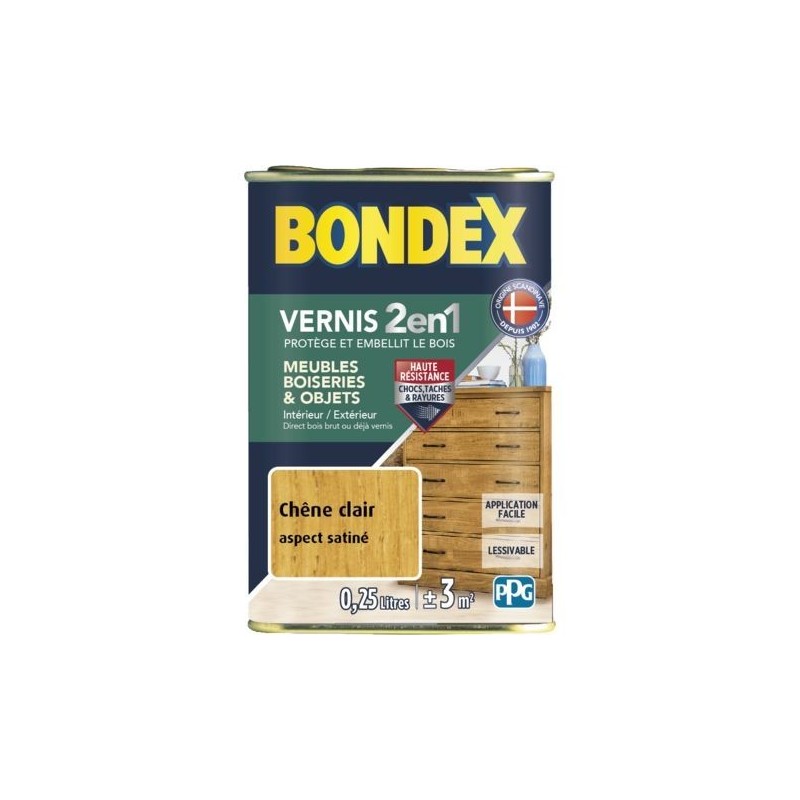 Bondex Vernis chêne clair satin 250ml