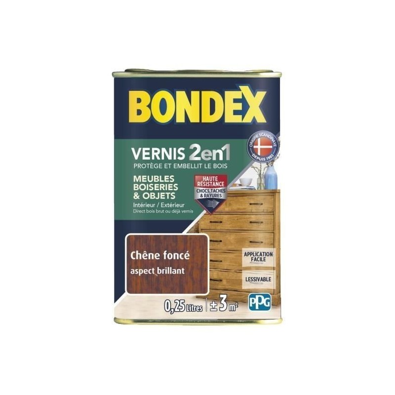 Bondex Vernis chêne foncé brillant 0.25l